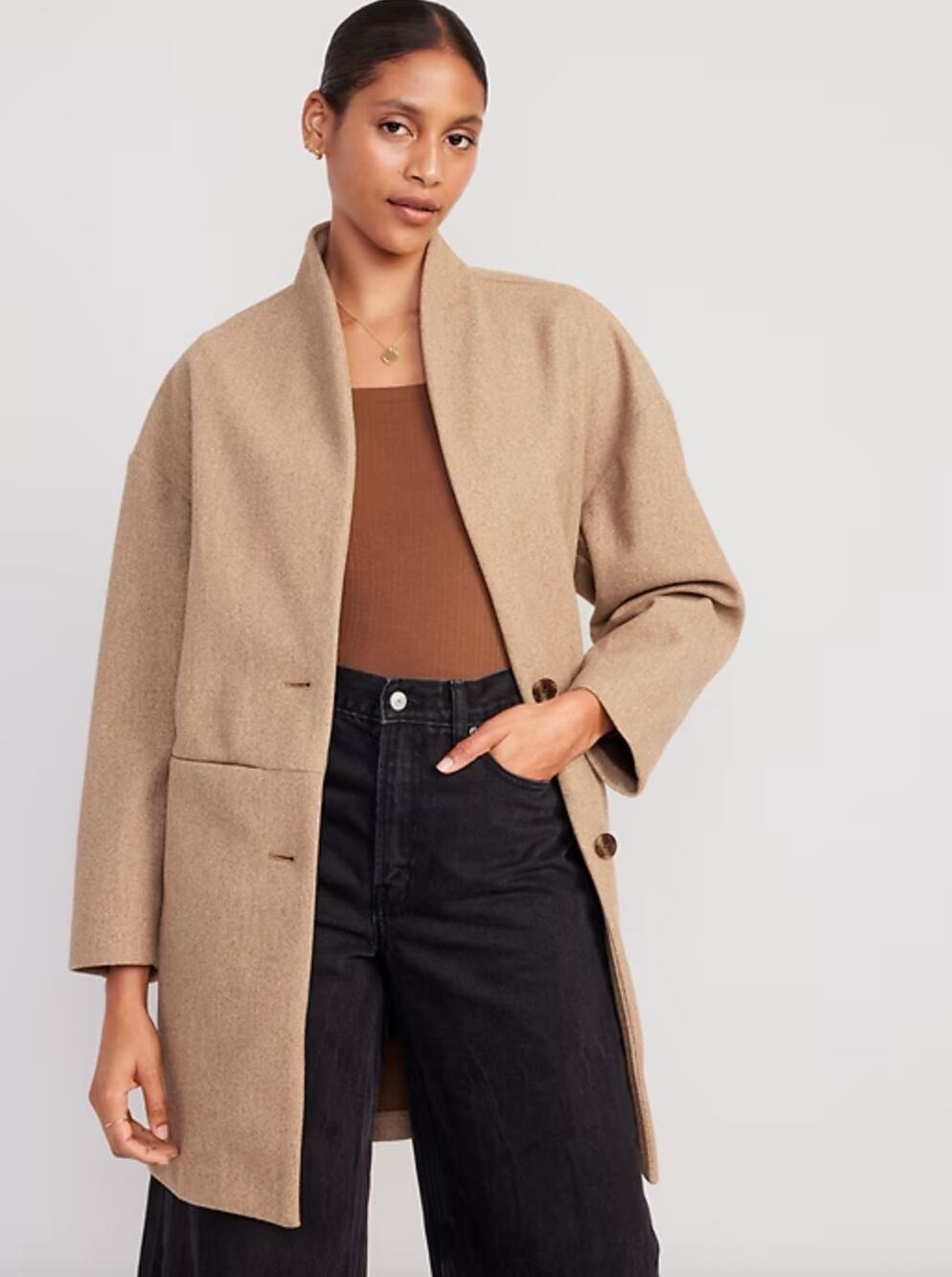 Old Navy Long Line Cardigan Coat Size L Classic Minimalist Preppy Old Money